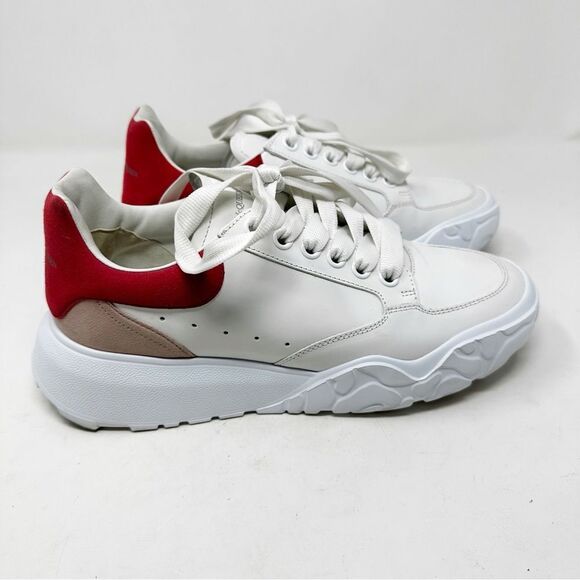 Alexander Mcqueen Court Leather Red Suede Sneakers 39.5 - Picture 3 of 14